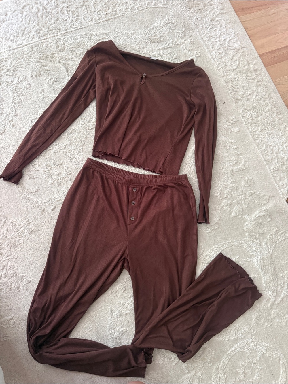 Old Navy Brown Ribbed Long Sleeve Top and Pants